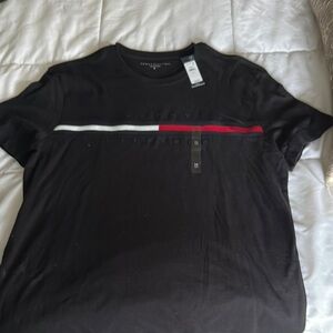 Tommy Hilfiger Black and Red Short Sleeve Tee